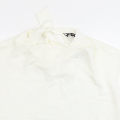 Womens UK Size M Zara Ivory Basic Blouse