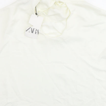 Womens UK Size M Zara Ivory Basic Blouse