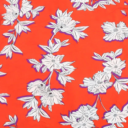 Evans Womens Red Floral Viscose Basic Button-Up Size 22 V-Neck