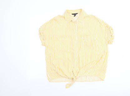 Womens UK Size 10 New Look Yellow Basic Button-Up