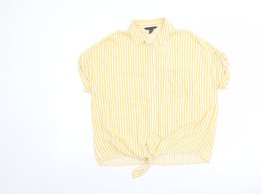 Womens UK Size 10 New Look Yellow Basic Button-Up
