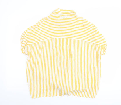 Womens UK Size 10 New Look Yellow Basic Button-Up