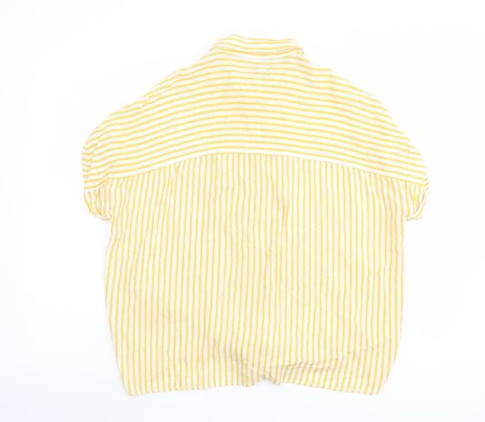 Womens UK Size 10 New Look Yellow Basic Button-Up