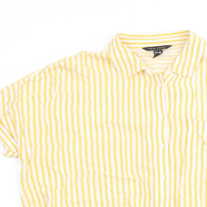 Womens UK Size 10 New Look Yellow Basic Button-Up
