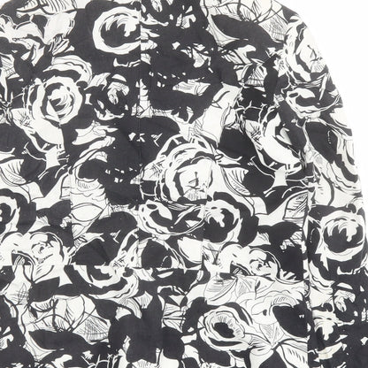 Isle Womens Black Floral Jacket Blazer Size 10 Button