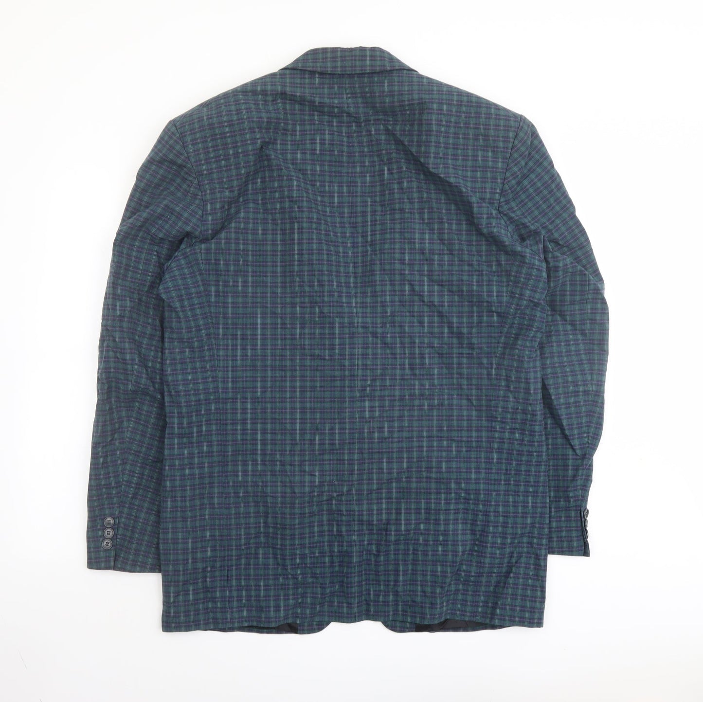 Marks and Spencer Mens Green Plaid Polyester Jacket Blazer Size 40 Regular