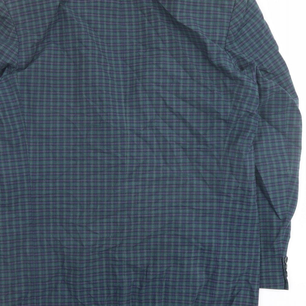Marks and Spencer Mens Green Plaid Polyester Jacket Blazer Size 40 Regular
