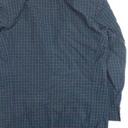 Marks and Spencer Mens Green Plaid Polyester Jacket Blazer Size 40 Regular