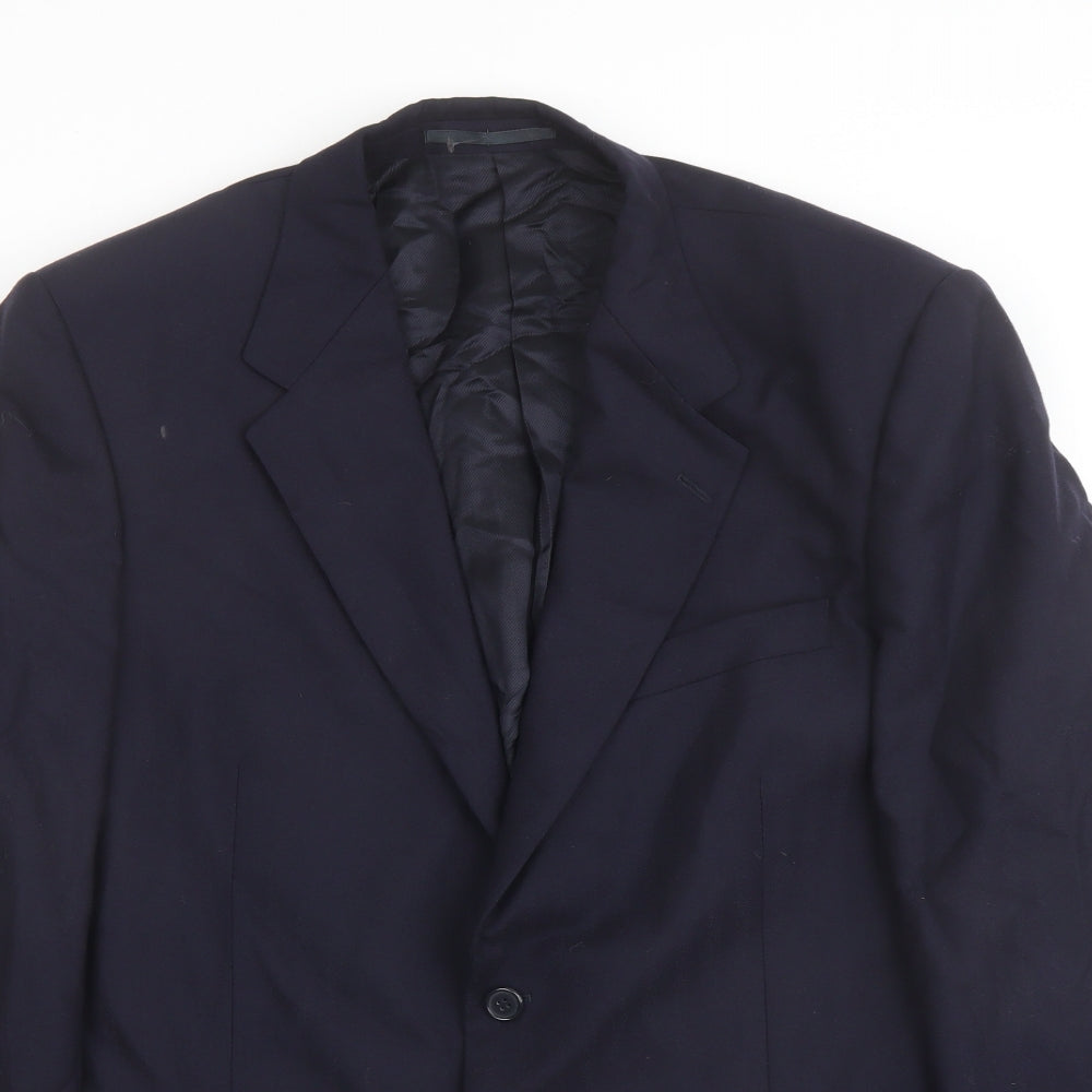 Mens UK Size 46 Alfred Brown Regular Blue Suit Jacket