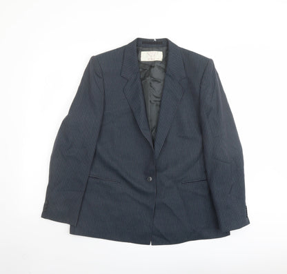 Country Casuals Womens Green Striped Polyester Jacket Suit Jacket Size 14