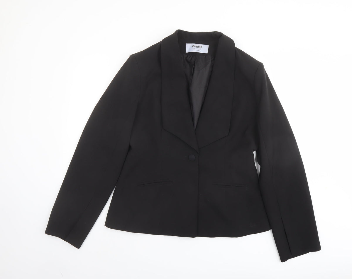 4th & Reckless Womens Black Polyester Jacket Blazer Size 14