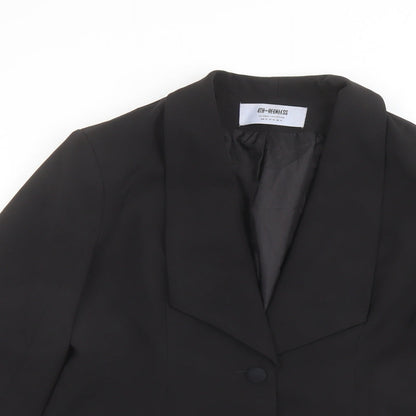 4th & Reckless Womens Black Polyester Jacket Blazer Size 14