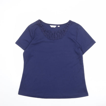 Julipa Womens Blue Cotton Basic T-Shirt Size 18 Round Neck - Neckline Detail