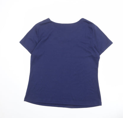 Julipa Womens Blue Cotton Basic T-Shirt Size 18 Round Neck - Neckline Detail