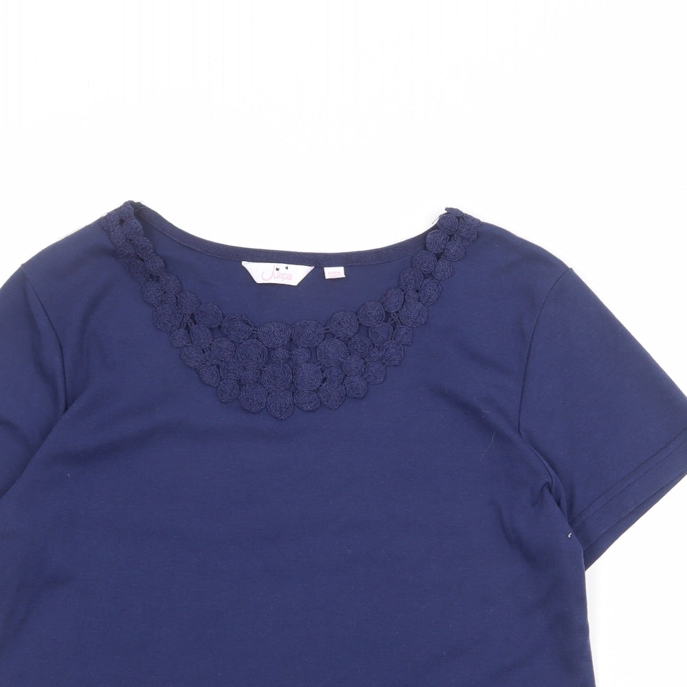 Julipa Womens Blue Cotton Basic T-Shirt Size 18 Round Neck - Neckline Detail