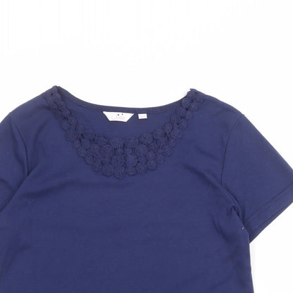 Julipa Womens Blue Cotton Basic T-Shirt Size 18 Round Neck - Neckline Detail