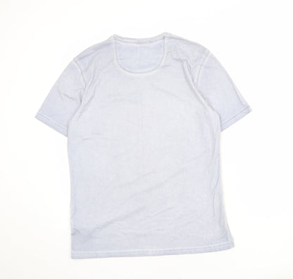 North Coast Mens Blue Cotton T-Shirt Size M Round Neck - Palm Tree