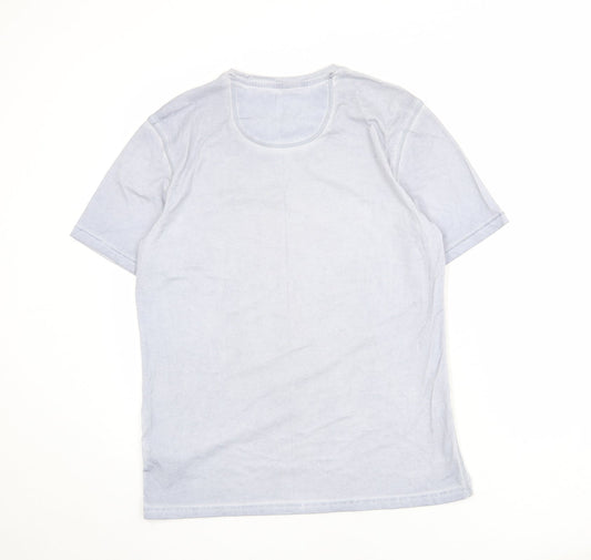 North Coast Mens Blue Cotton T-Shirt Size M Round Neck - Palm Tree