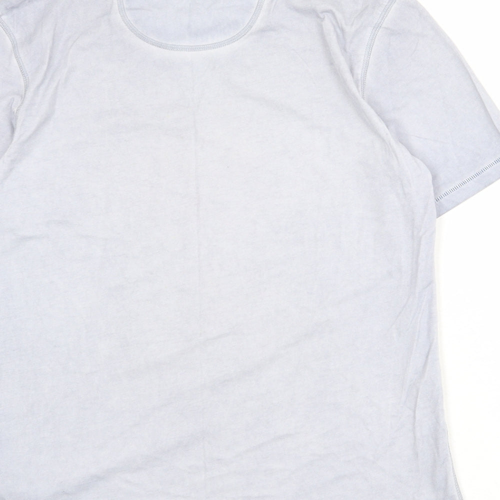 North Coast Mens Blue Cotton T-Shirt Size M Round Neck - Palm Tree