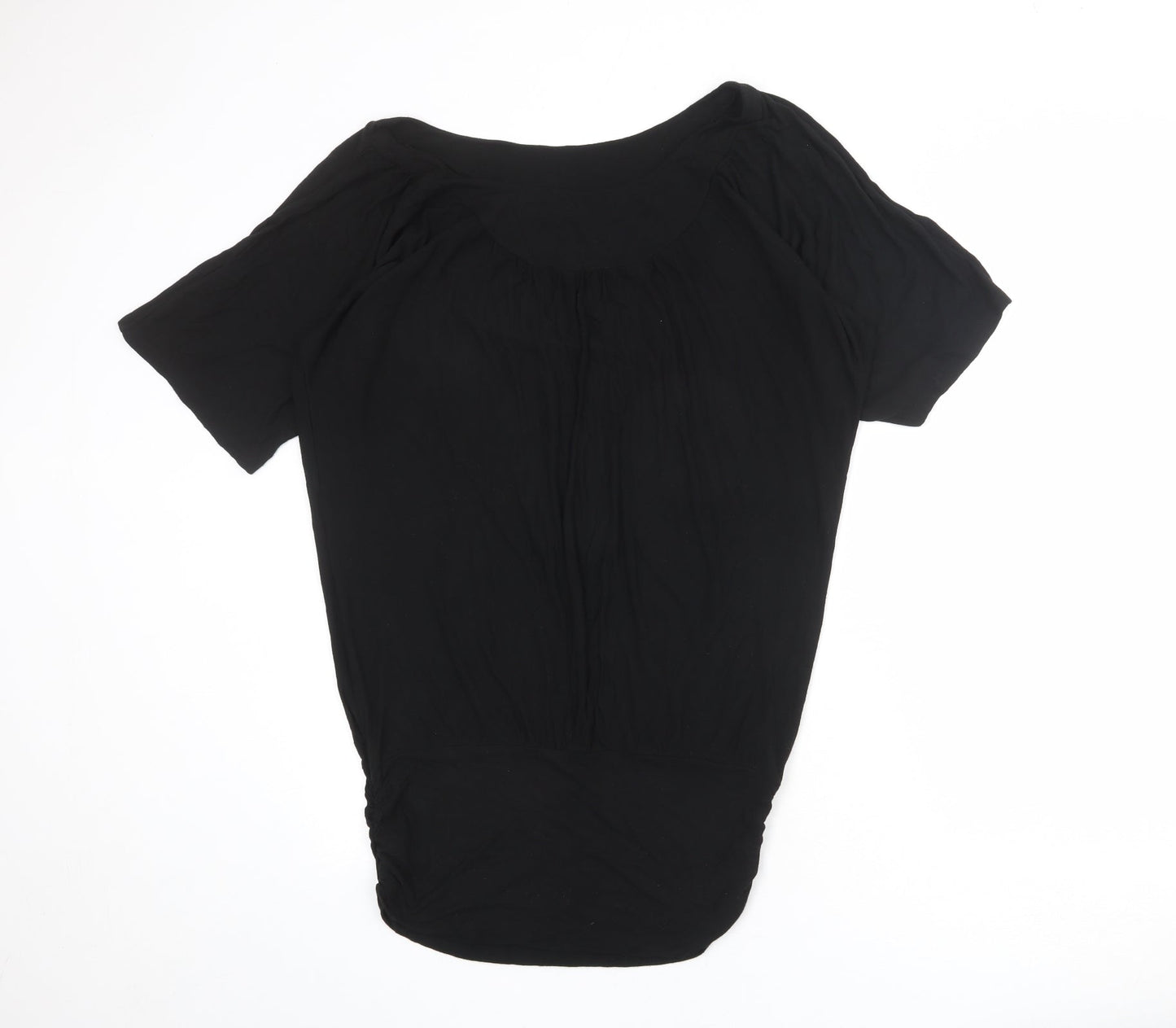 French Connection Womens Black Viscose T-Shirt Dress Size L Round Neck Pullover