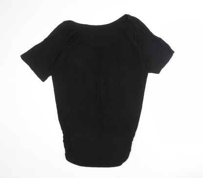 French Connection Womens Black Viscose T-Shirt Dress Size L Round Neck Pullover