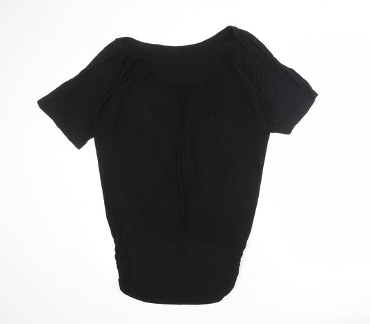 French Connection Womens Black Viscose T-Shirt Dress Size L Round Neck Pullover