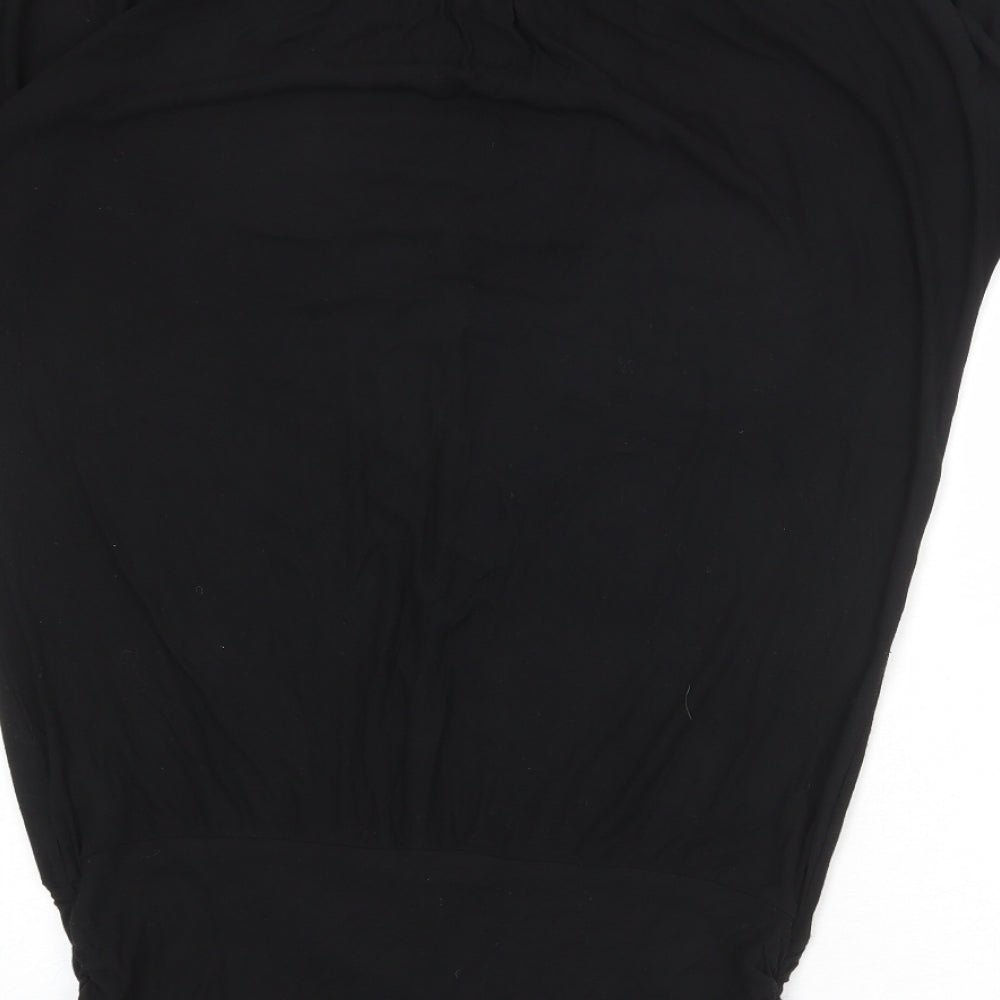 French Connection Womens Black Viscose T-Shirt Dress Size L Round Neck Pullover