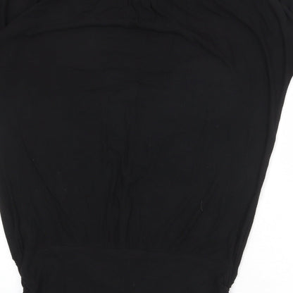 French Connection Womens Black Viscose T-Shirt Dress Size L Round Neck Pullover