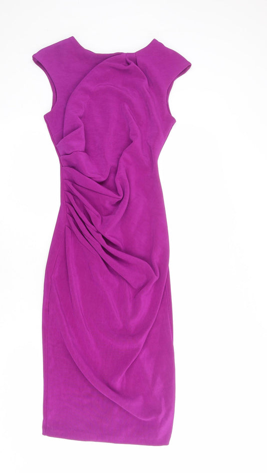 Diva Womens Purple Viscose Bodycon Size M Round Neck Zip