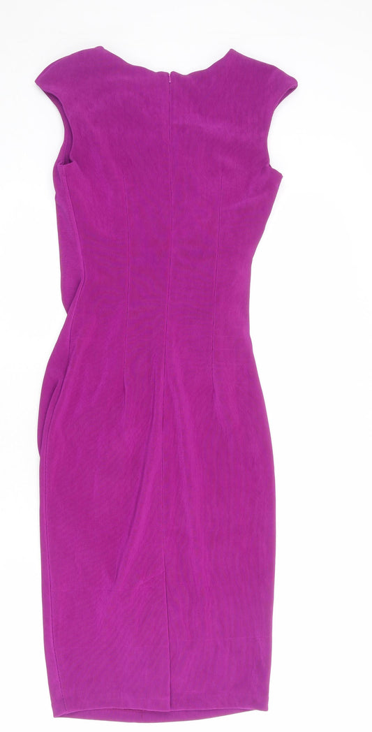 Diva Womens Purple Viscose Bodycon Size M Round Neck Zip