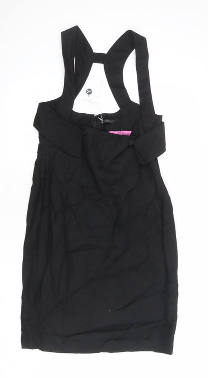 Full Circle Womens Black Cotton Shift Size 14 Square Neck Zip