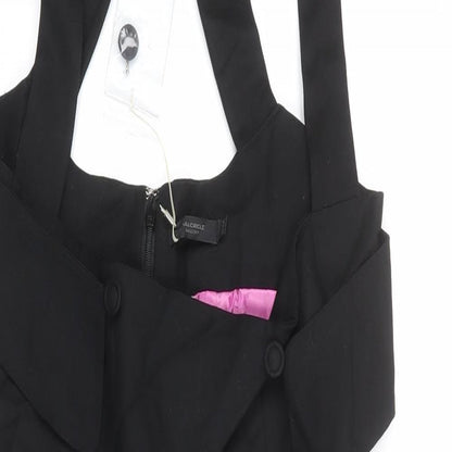 Full Circle Womens Black Cotton Shift Size 14 Square Neck Zip