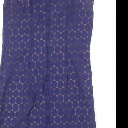 Oasis Womens Blue Geometric Polyester Shift Size 14 Round Neck Zip