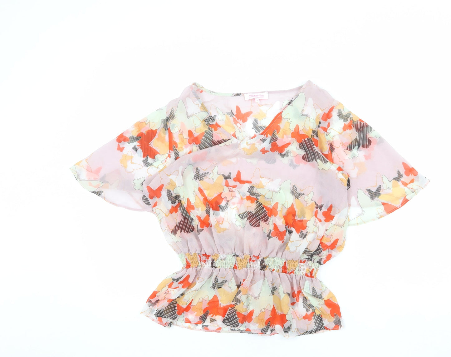 Womens UK Size 10 Butterfly Multicoloured Basic Blouse