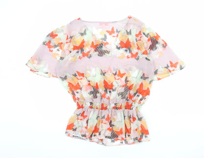 Womens UK Size 10 Butterfly Multicoloured Basic Blouse