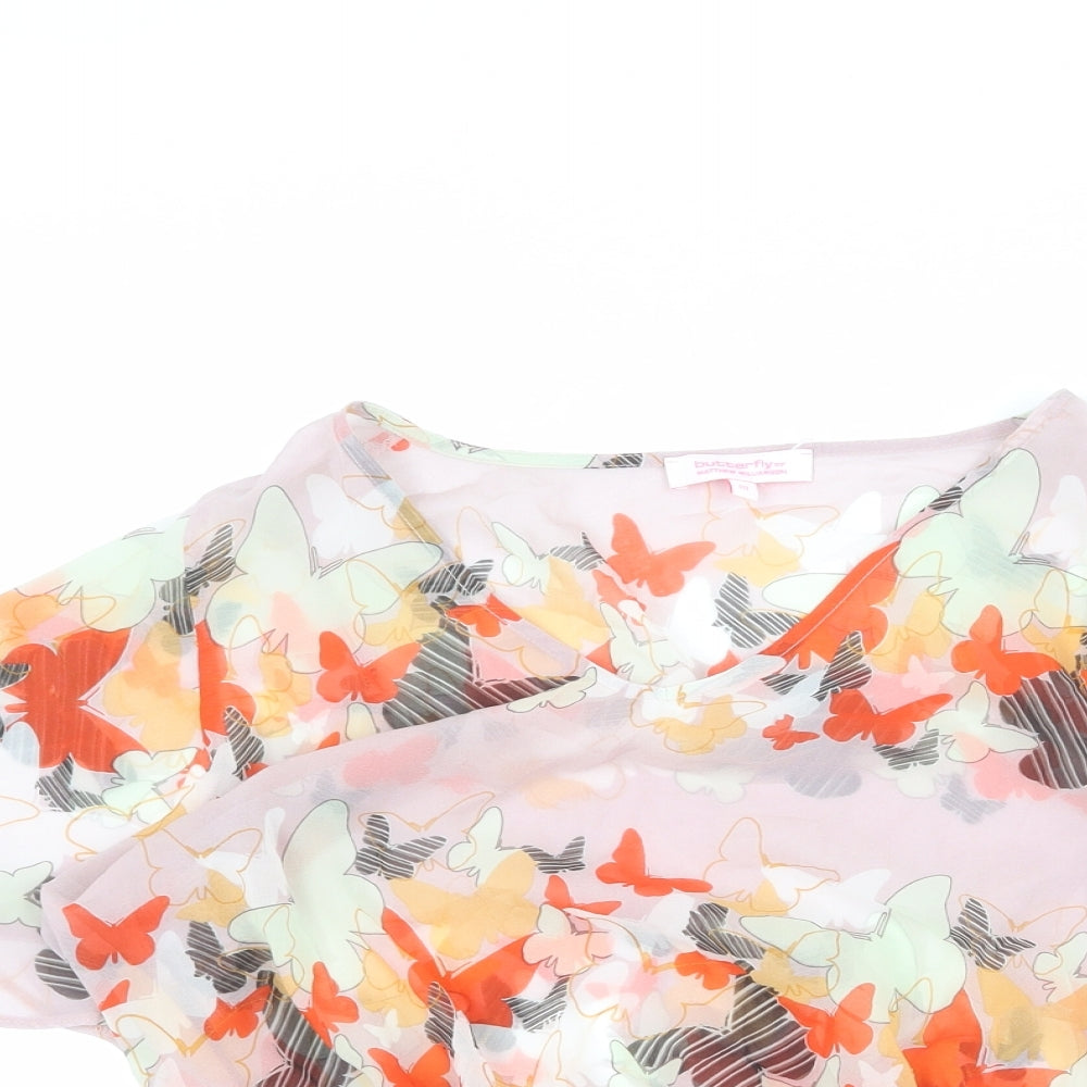 Womens UK Size 10 Butterfly Multicoloured Basic Blouse