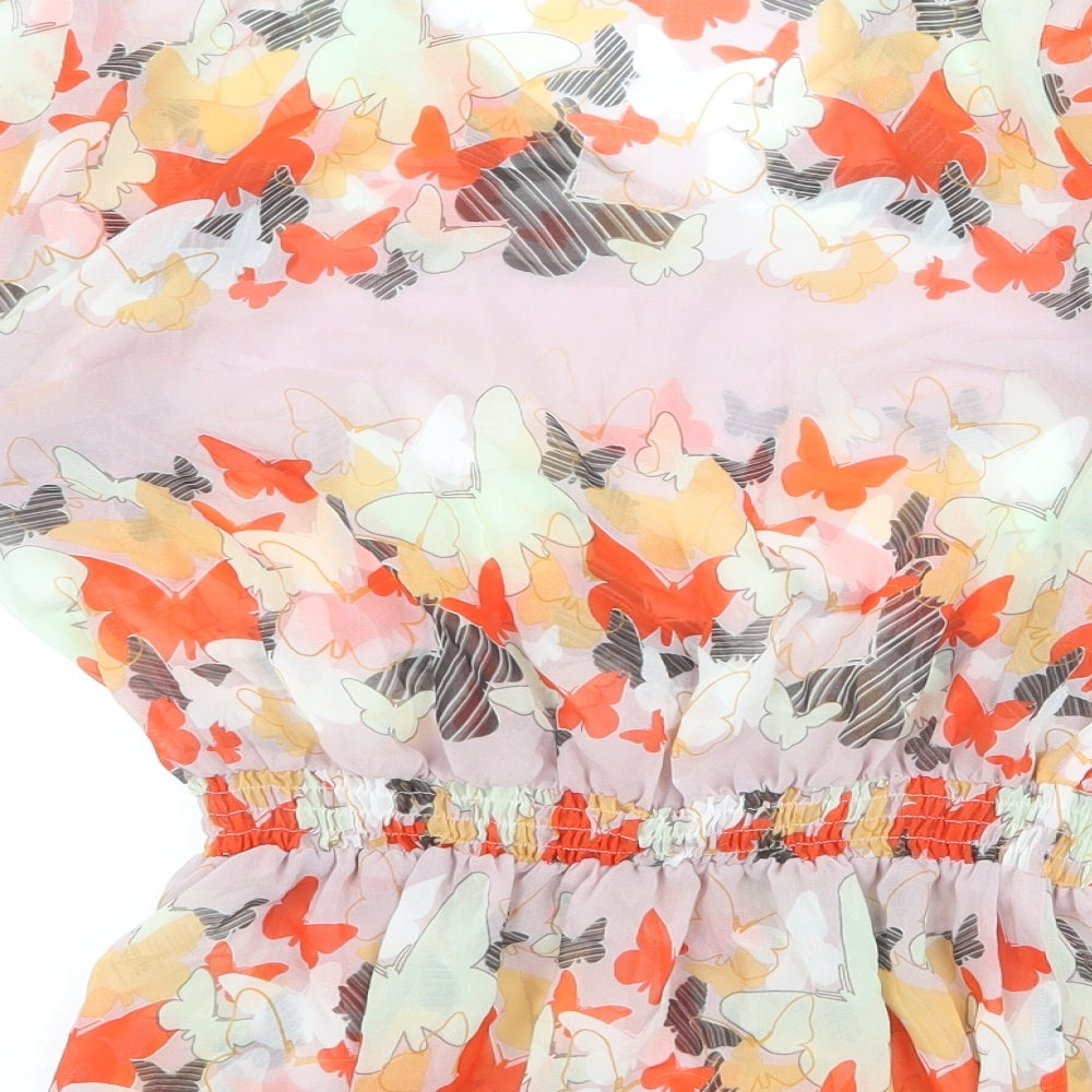 Womens UK Size 10 Butterfly Multicoloured Basic Blouse