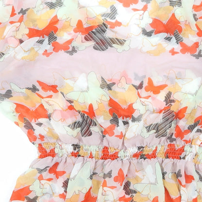 Womens UK Size 10 Butterfly Multicoloured Basic Blouse