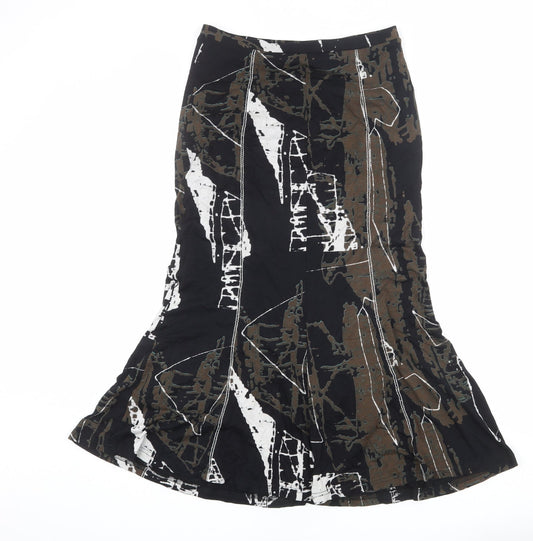 Chianti Womens Multicoloured Geometric Viscose Swing Skirt Size 10
