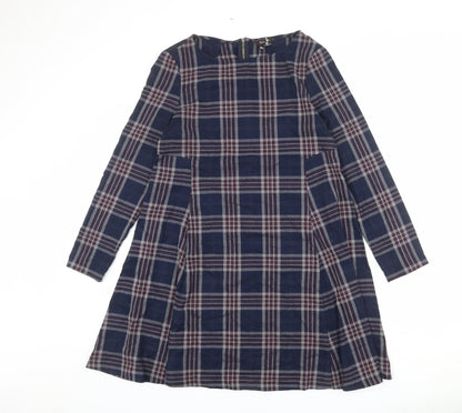 Phase Eight Womens Multicoloured Plaid Polyester A-Line Size 12 Round Neck Zip