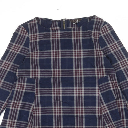 Phase Eight Womens Multicoloured Plaid Polyester A-Line Size 12 Round Neck Zip