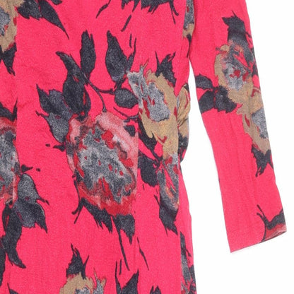 Adini Womens Pink Floral Viscose A-Line Size XS Round Neck Pullover