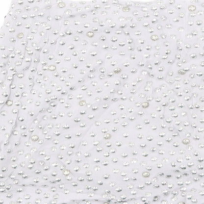 French Connection Womens Grey Viscose Mini Skirt Size 10 Zip - Embellished