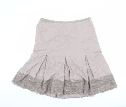 Monsoon Womens Pink Viscose Pleated Skirt Size 34 in Zip