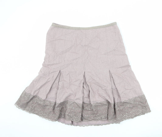 Monsoon Womens Pink Viscose Pleated Skirt Size 34 in Zip