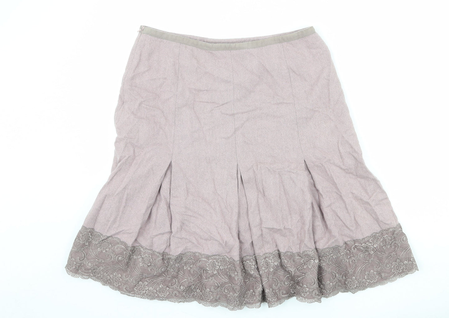 Monsoon Womens Pink Viscose Pleated Skirt Size 34 in Zip