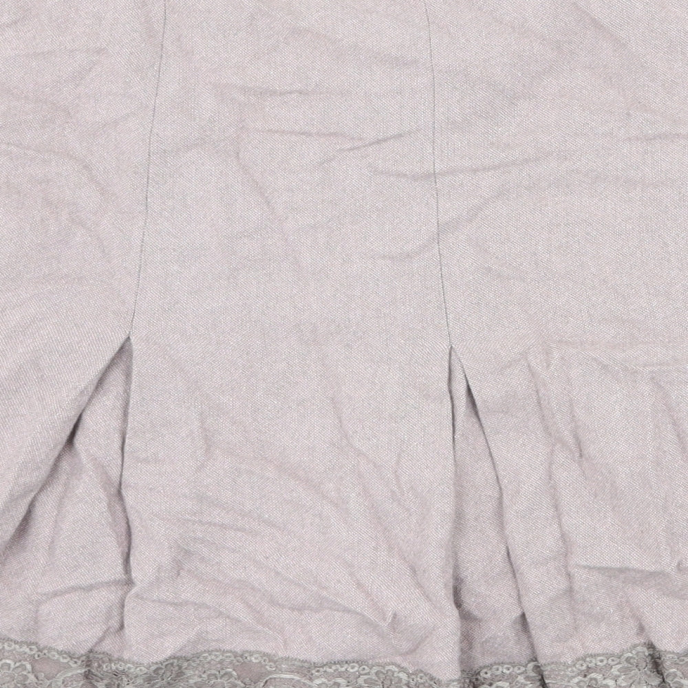 Monsoon Womens Pink Viscose Pleated Skirt Size 34 in Zip