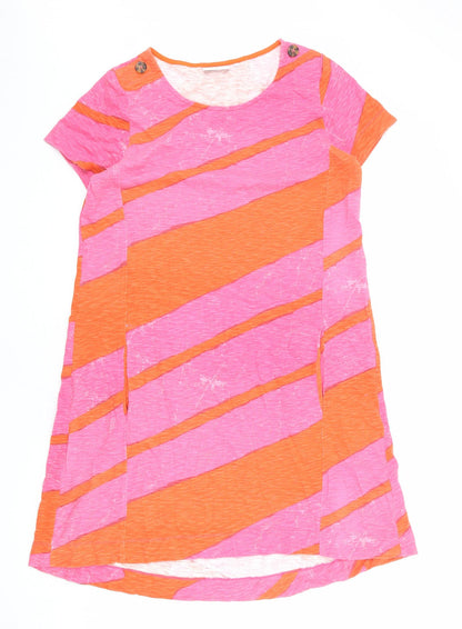 FOIL Womens Pink Striped 100% Cotton A-Line Size S Round Neck Pullover
