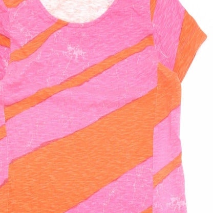 FOIL Womens Pink Striped 100% Cotton A-Line Size S Round Neck Pullover