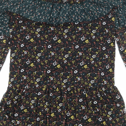 VILA Womens Multicoloured Floral Polyester A-Line Size S Round Neck Button